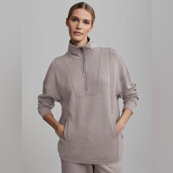 Varley Tops - Varley Naya Half-Zip Sweat Dreamsoft Taupe Marl‎ Pullover